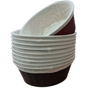 Resim Bora Plastik Hasır Desenli Ekmek Sepeti Yuvarlak No:2 Bezli 10 Ad Kahverengi 