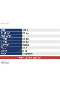 Resim Mercure Karot Makinası Standart Sehpa MC-7550 S 