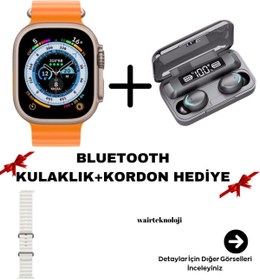 Resim Wair Teknoloji Akıllı Saat Ultra + Bluetooth Kulaklık ve Kordon Hediyeli Süper Set İos ve Android Uyumlu 