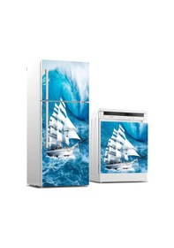 Resim Buzdolabı Ve Bulaşık Makinası Beyaz Eşya Sticker Kaplama Yelkenli Deniz 