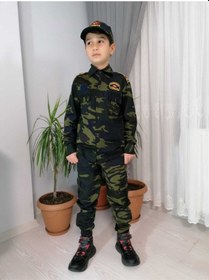 Resim Çocuk Komando Asker Kamuflaj Takımı Koyu Yeşil 