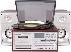 Resim Flagen KN-120 Bluetooth CD'li Kaset USB Radyo 33-45-78 Plaklar Çalar Pikap Çift Hoparlörlü Kumandalı 