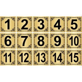 Resim Metal Kapı,Masa,Dolap Numarası 15x15cm 15 adet(1..15) Altın Renk Metal 