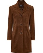 Resim Tara Women's Brown Suede Leather Coat Derimod