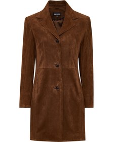Resim Tara Women's Brown Suede Leather Coat 
