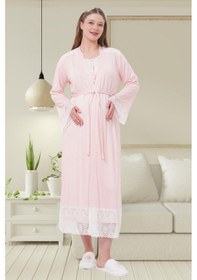 Resim Mecit Pijama Mecit 6204 Bayan Pembe Hamile Lohusa Sabahlık Gecelik Takım 