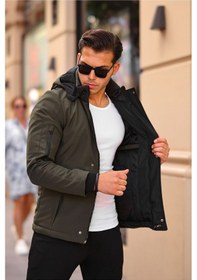 Resim Outdoor Su,soğuk,rüzgar Geçirmez Içi Kürklü Elyaf Dolgulu Softshell Erkek Dağcı,kampcı,kayakcı Montu Haki 