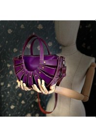 Resim Carıdea El Yapımı Hakiki Deri Bayan Çanta, Clutch, El Omuz Çantası V79 Lila 