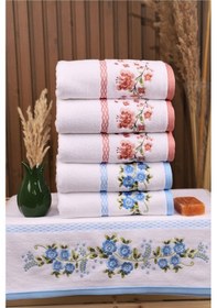 Resim Özdilek Azalea 6'lı Nakışlı Pamuklu Işlemelik Çeyizlik 50 90 El Yüz Havlusu M-3 Çok Renkli 