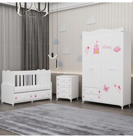 Resim Elegant Yıldız 4 Bebek Odası Takımı - Prenses Beyaz 