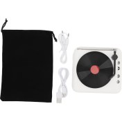 Resim Vinil Çalar Hoparlör 360° Stereo Vintage Kablosuz Bt Ağır Bas Taşınabilir Pikap Vinil Plak Çalar Hoparlör Spor Açık Hava Rekreasyonu Beyaz (Yurt Dışından) 