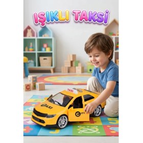 Resim Farbu Oyuncak Sesli Işıklı Pilli Ticari Oyuncak Taksi 