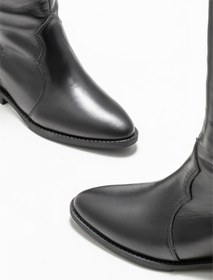 Resim Elle Shoes Siyah Deri Kadın Western Çizme 