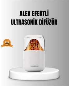 Resim TeknomAVM Alev Efektli Ultrasonik Uçucu Yağ Difüzörü 280ml Su Tanklı ve Sessiz Çalışma Özellikli 