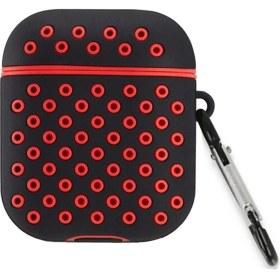 Resim İlkyaz Fashion Apple Airpods 3 (3.nesil) Spor Delikli Kılıf - Siyah-Kırmızı 