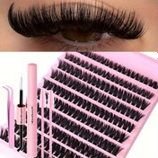 Resim 200 adet Küme Kirpikler - 8-16mm Kirpik Küme Seti, Pense, Kirpik Tutkalı, Kirpik Fırçası, 40D 80D Kıvrım - Tüm Göz Şekilleri İçin Su Geçirmez Sahte Mink Kirpikler, Yumuşak ve Rahat, Günlük Kullanım ve Partiler İçin DIY 3D Etkisi 