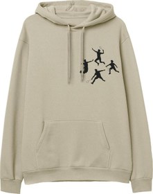 Resim Badminton Baskılı Krem Hoodie 