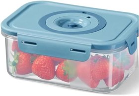 Resim Seoul Taze Vakumlu Saklama Kabı, Polipropilen Malzeme, Mavi Kapaklı, 900 ML Hacimli, Mikrodalga ve Bulaşık Makinesi Uyumlu, 19 x 13 x 8 CM 