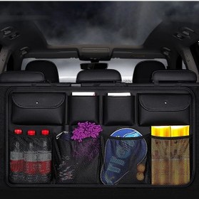 Resim Chuangyinshop Black- Dayanıklı Oxford Kumaş Oto Depolama Çantası Çok Bölmeli Tabanlı Asılabilir Koltuk Altı Organizer 