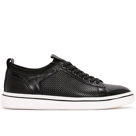 Resim Men's Black Lace-up Leather Sneaker 