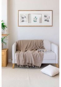 Resim Bej-bej Koltuk Örtüsü Balıksırtı Desen 180 210 Bej 