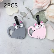 Resim 2 Adet Sevimli Kedi Bagaj Etiketi - Dayanıklı PVC, Şık & Tatlı Seyahat Aksesuarları Çantalar İçin 