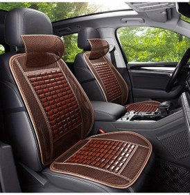 Resim Gaojunshop01 Kahverengi Bambu Elyafı Araç Yastığı Tek Koltuk Başlıklı Nefes Alabilir Serinletici 