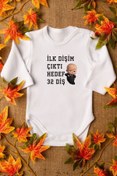 Resim Overoz Organik %100 Pamuk Patron Bebek Ilk Dişim Çıktı Uzun Kollu Çıtçıtlı Bebek Body Badi Zıbın Tulum 5580 