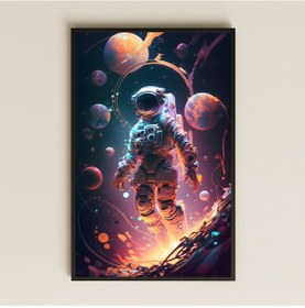 Resim Astronot Ve Gezegenler Temalı Pleksi Tablo Kozmik Yalnızlık 