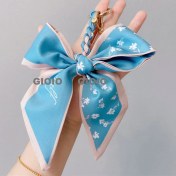 Resim Silver1 Gıoıo Yeni Ipek Eşarp Anahtarlık Kişiselleştirilmiş Inci Papyon Çanta Çekicilik Dokuma Anahtarlık (Yurt Dışından) 