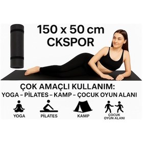 Resim Pilates Ve Yoga Matı Kaymaz Fitness Minderi, Evde Spor Ve Kardiyo Egzersiz Matı Siyah 