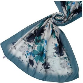 Resim Mim Eşarp Ebruli Cotton Vual Çiçek Desenli Şal 75x190 Cm Su Yeşili 
