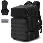 Resim WUIING 45L Taktikli Sırt Çantası - Erkekler ve Kadınlar İçin Molle Assault Rucksack, Büyük Açık Hava Sporları Paketi, Dayanıklı Polyester, Siyah, Av ve Balıkçılık Ekipmanı, Açık Hava Ekipmanı | Dayanıklı Tasarım | Molle Sistemi, Taktikli Sırt Çantası 