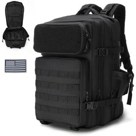 Resim WUIING 45L Taktikli Sırt Çantası - Erkekler ve Kadınlar İçin Molle Assault Rucksack, Büyük Açık Hava Sporları Paketi, Dayanıklı Polyester, Siyah, Av ve Balıkçılık Ekipmanı, Açık Hava Ekipmanı | Dayanıklı Tasarım | Molle Sistemi, Taktikli Sırt Çantası 