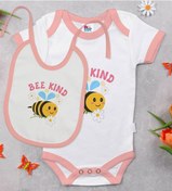 Resim Bk Kids Bee Kind Tasarımlı Pembe Bebek Body Zıbın Ve Mama Önlüğü Çok Renkli 