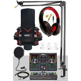 Resim Midex GMX-1 Titanium Set Efektli Ses Kartı Mikrofon Kulaklık Stand Kayıt Canlı Yayın (PC ve Telefon) 