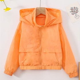 Resim JOMAKE Kızlar için Hafif Kapüşonlu Fermuarlı Ceket - Pastel Pembe Düz Renk Rahat Rüzgarlık Cep Detaylı, Uzun Kollu ve Ön Fermuarlı Bahar Yaz Sonbahar, Yürüyüş Açık Hava Oyunları, Mevsimsel Katlama, Fonksiyonel Cep Detayları 