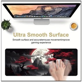 Resim 70x30 Cm Karanlık Kırmızı Ay Temalı Kaydırmaz Taban Speed Yüzey Oyuncu Mouse Pad Gaming 
