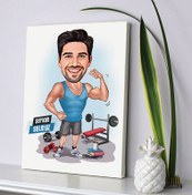 Resim Vücut Geliştiren Erkek Karikatürlü Kanvas Tablo 