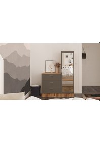 Resim Robin Home Lyana Aynalı Şifonyer Gardırop Çam-Gri 