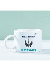 Resim Kişiye Özel Fizyoterapist Temalı Motto Kahve Fincanı Mesleğe Özel Şık Tasarım Beyaz 