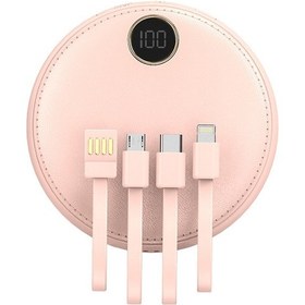Resim Led Dijital Ekran Küçük Yuvarlak Paket Şarj Hazinesi, Güç Bankası, 10000/20000 Mililitre Dahil 20000 Mah Pembe 