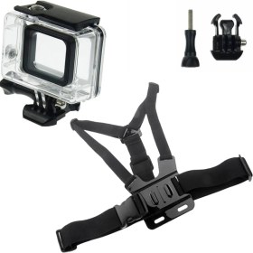 Resim Gplus GO200 GoPro Hero 5/6/7 Su Geçirmez Koruyucu ve GP26 Göğüs Kemeri 4 Parça Set 
