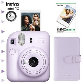 Resim Fujifilm Instax Mini 12 Fotoğraf Makinesi + 10'lu Film + Laporta Albüm Seti Lila 
