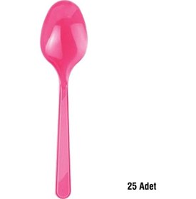 Resim Roll Up Plastik Şeker Pembe Kaşık 25'li 