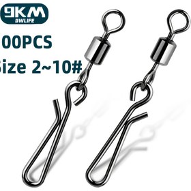 Resim 100 Adet 9KM DWLIFE Paslanmaz Çelik Döner Hızlı Değişim Kilitleme Sistemi ile Yüksek Dayanıklı Balıkçılık Bağlantı Parçaları, Korozyona Dirençli Swiveller - Tatlı Su Trolling ve Tuzlu Su Avı için Monofilament/Lexington Tarzı İplerle Uyumlu 
