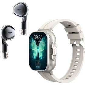 Resim Gümüş Silcon Oppo Find X8 Pro X7 Ultra Reno112 Akıllı Saat Tws 2'si 1 Arada Kablosuz Bluetooth Gürültü Önleyici Kulaklık İzle Nabız Nfc 