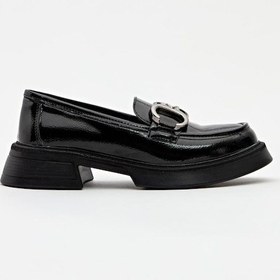 Resim Myfit 1007 Kadın Tokalı Poli Taban Casual Ayakkabı Siyah Rugan Siyah Nubuk 