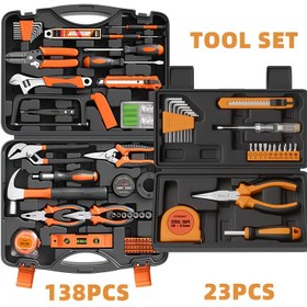 Resim 23 parça/138 parça Çok Fonksiyonlu Ev Alet Seti, Günlük Bakım için DIY Ev Onarım Kiti, Elle Çalışan Çantalı Alet Seti, Şarj Gerektirmez, Metal ve Plastik Malzemeler 