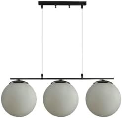 Resim Fer Avize Sezar Beyaz Camlı Siyah Modern Tasarım Yemek Masası Üstü -salon 3 Lü Avize 